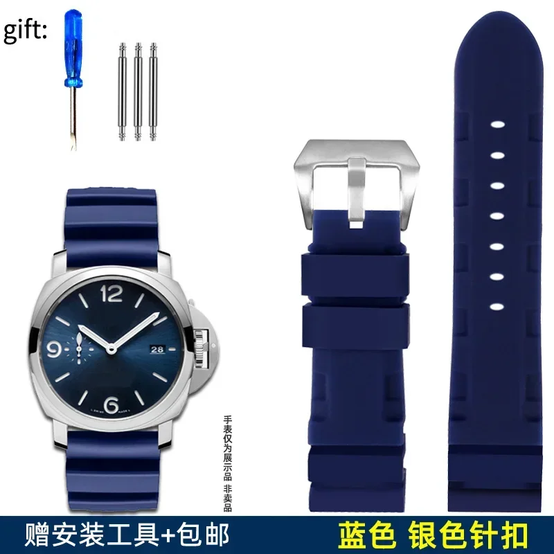Premium Silicone Rubber Watch Band in Black, Blue, Orange & Army Green - 22mm & 24mm