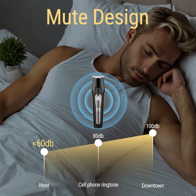 WAIKIL Professional Men's Electric Hair Clipper Set Hair Trimmer Five in One Beauty tools USB Charging Cordless Digital Shaver 4