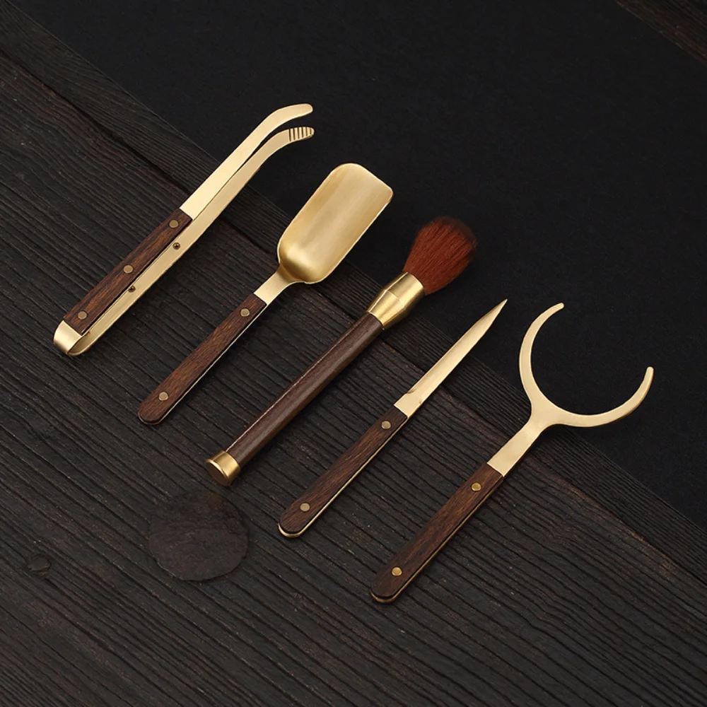 Solid Wood Copper Tea Tongs Brass Kung Fu Tea Making Tools Tea Clip Needle  Spoon Brush Chinese Tea Ceremony Set Accessories New - Tea Clips -  AliExpress