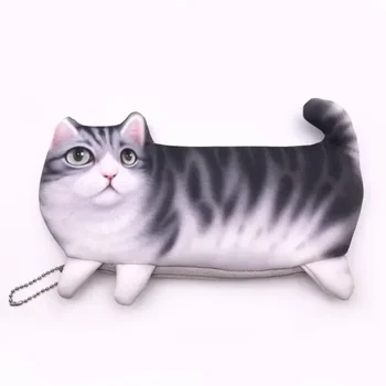 New 3D Simulate Cat Pencil Bag Large Capacity Lovely Cartoon Pen Cases Receive Bags Schoolgirl Cloth Art School Stationery 2
