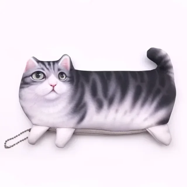 New 3D Simulate Cat Pencil Bag Large Capacity Lovely Cartoon Pen Cases Receive Bags Schoolgirl Cloth Art School Stationery 2