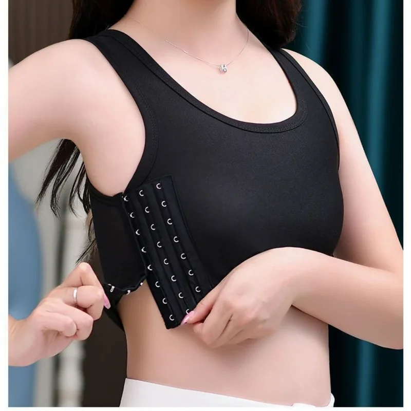 Women Breathable Chest Breast Binder Side Buckle Short