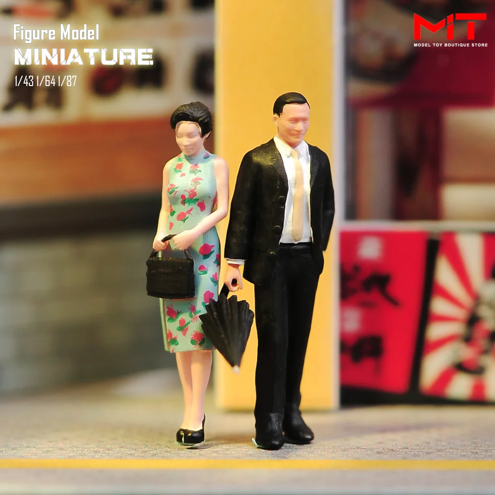 

Miniatures Figurine 1/87 1/64 1/43 1/24 Qipao Dress Female Male Suit Figures Chinese Dolls Model Creative Photography Scene Prop