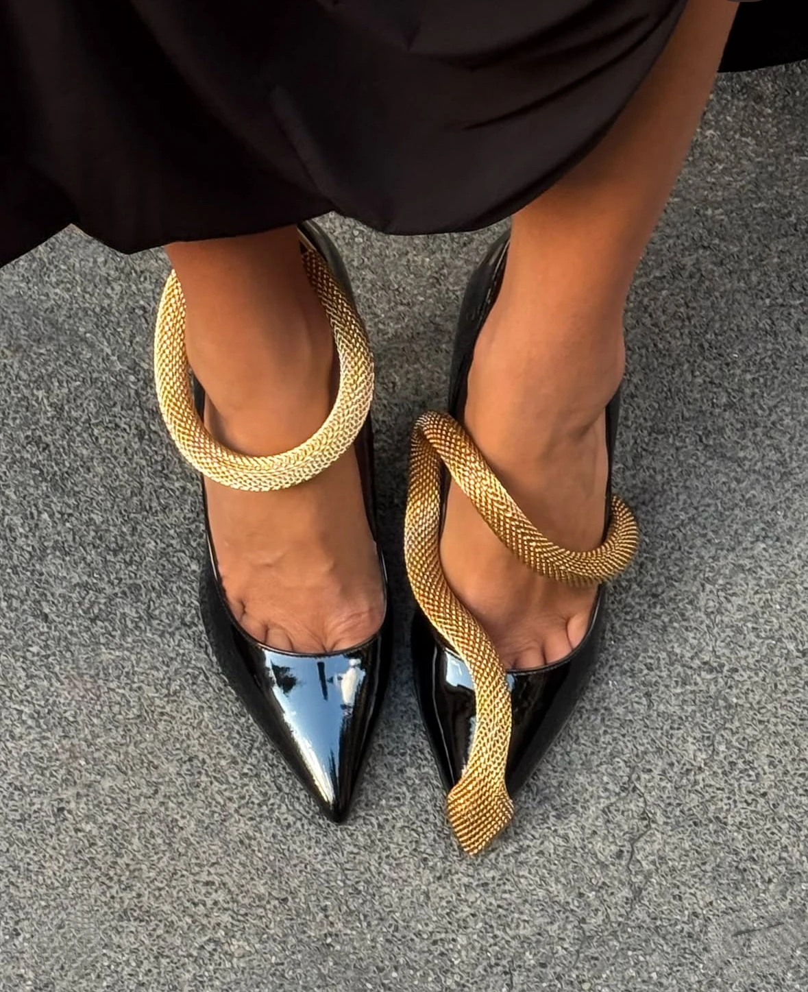 Alba - Gold Snake-Chain Patent Natural Leather Heels detail 4