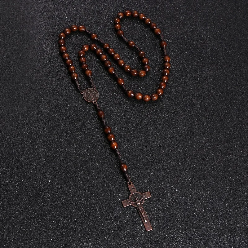 Faith-inspired wooden rosary car charm