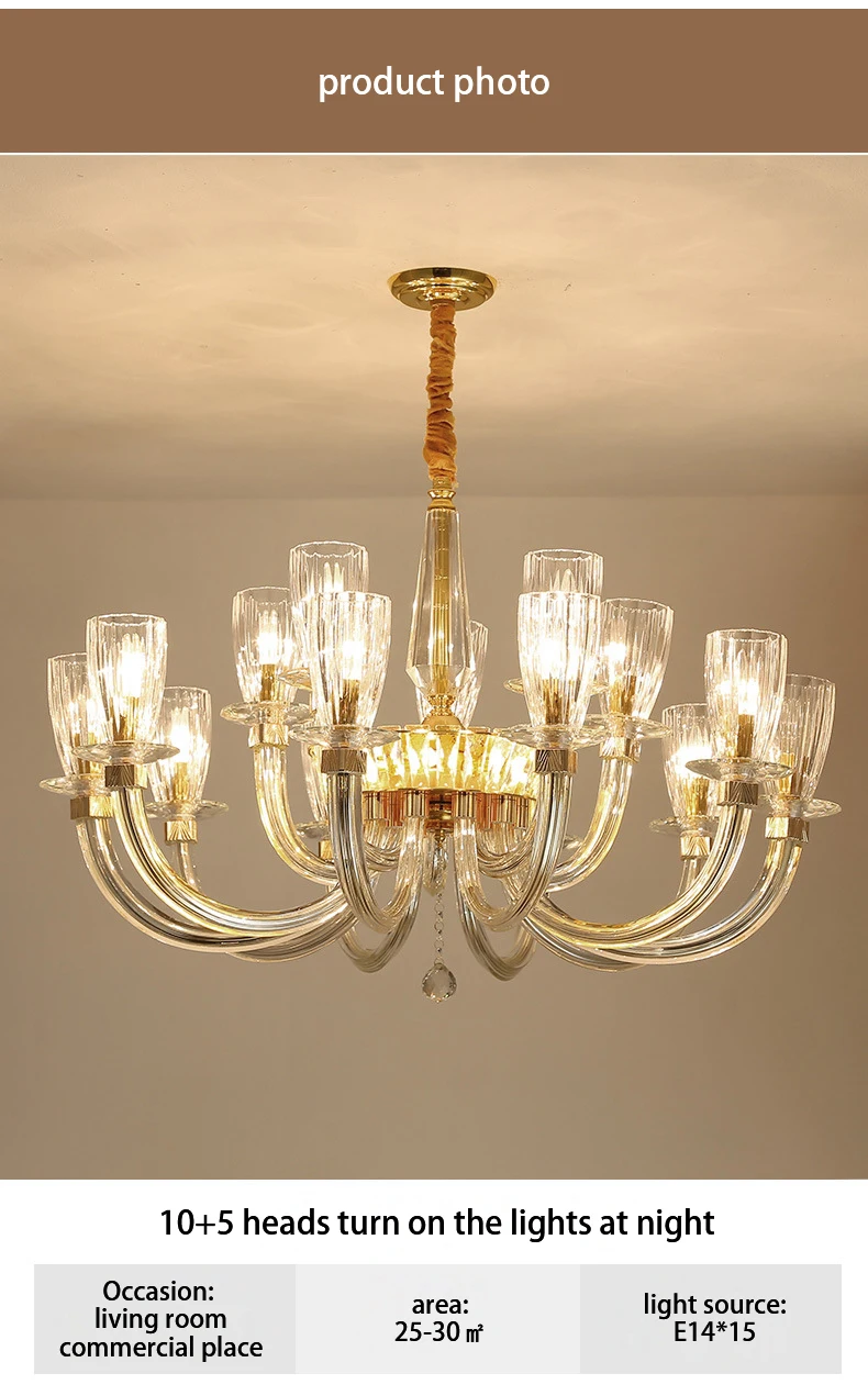 flower chandelier European style crystal chandelier atmospheric living room lamp simple bedroom crystal lamp hotel villa hall candle chandelier large chandeliers