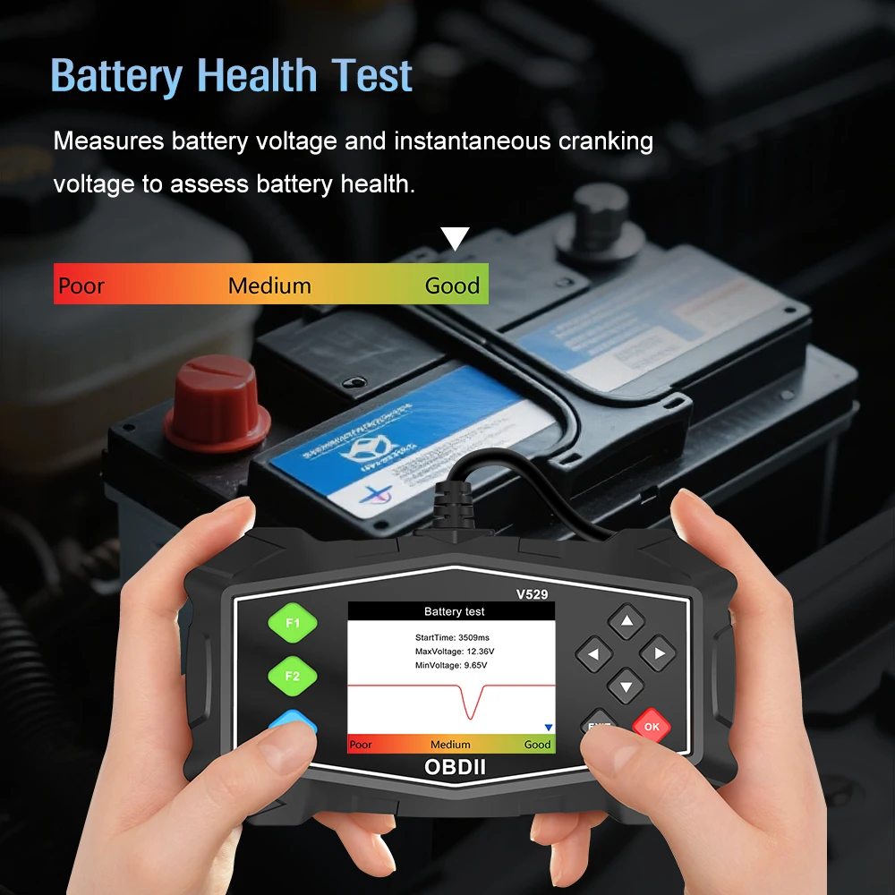 Strumenti Diagnostici OBD2 per Auto, Lettore di Codici di Errore, Tester Batteria OBD II, Lettore Codici, Controllo Sistema Motore, Lettura Informazioni Veicolo - Image 4