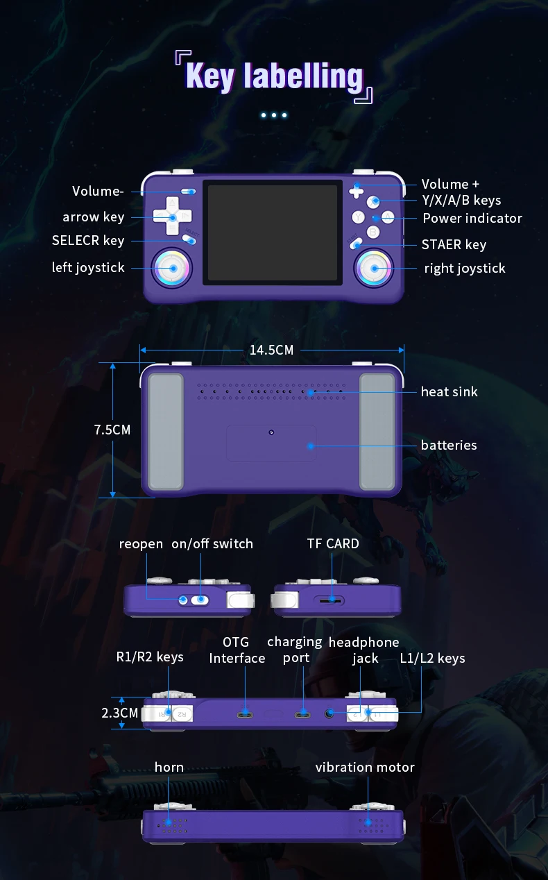 La console per videogiochi portatile retrò XF35H è dotata di sistema Linux, schermo IPS da 3,5 pollici e dimensioni tascabili._voghion.com