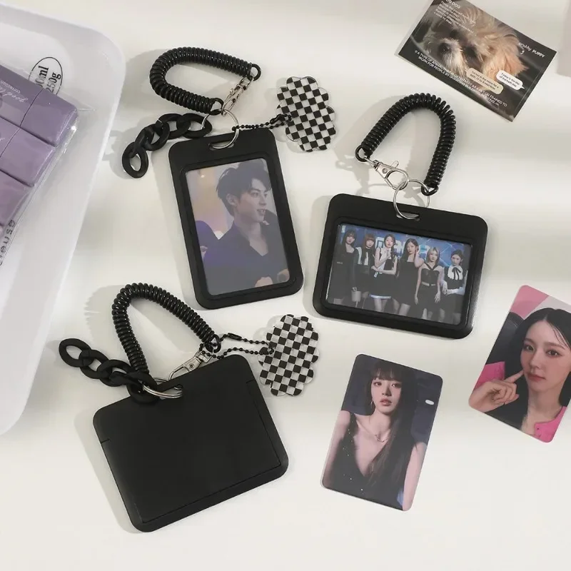 Black Style 3 inch Card Holder Kpop Photocard Holder Photo Card Holder Bag Pendant School Stationery 3