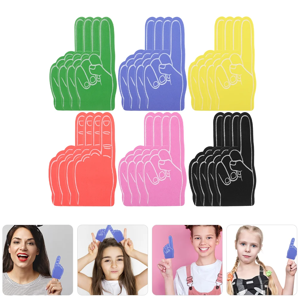24 Pcs Foam Finger Cheerleading Hand Sports Event Prop Party Supplies Souvenirs Team Sports Accessories Blue Green Yellow Red