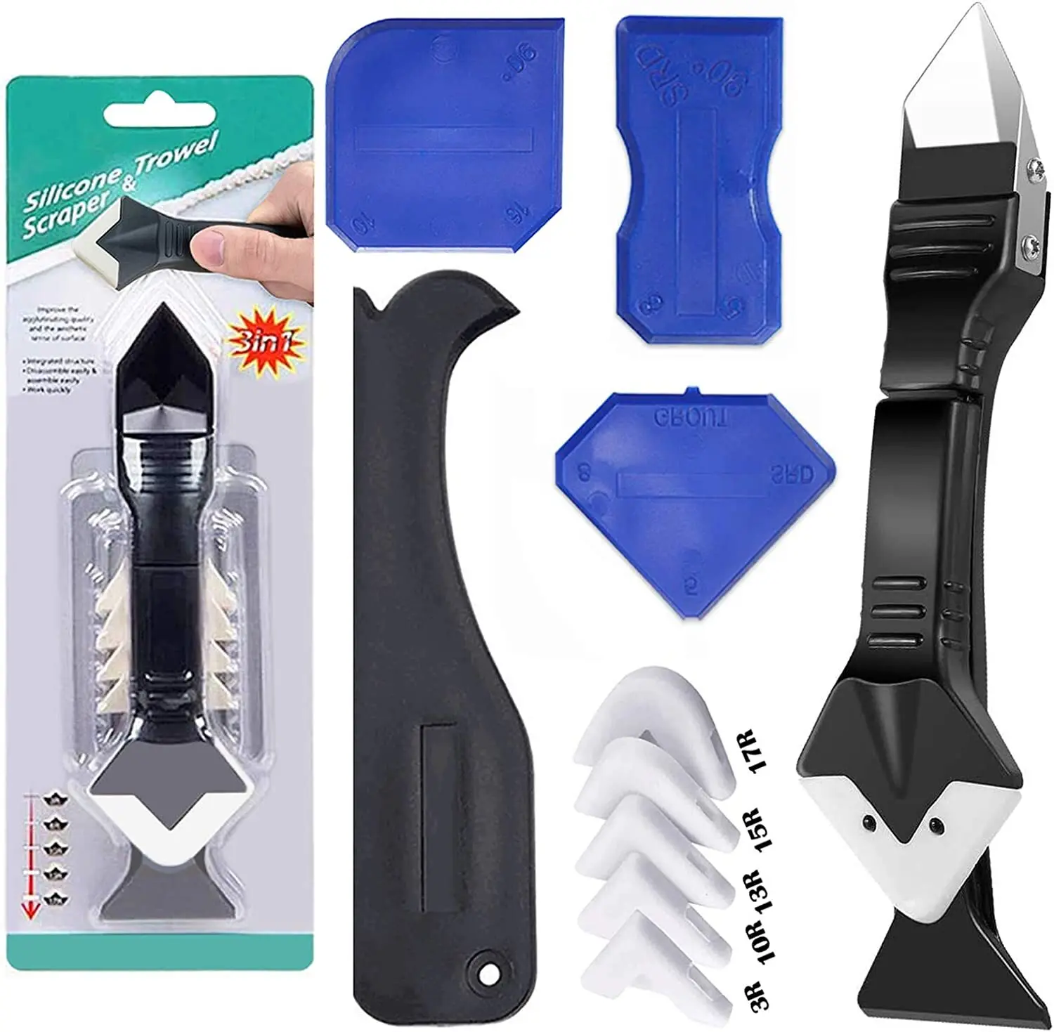 5 In 1 Silicone Sealant Remover Tool Kit Set Scraper Caulking Mould Removal DIY: 3 - 5 Days Free Delivery only UK