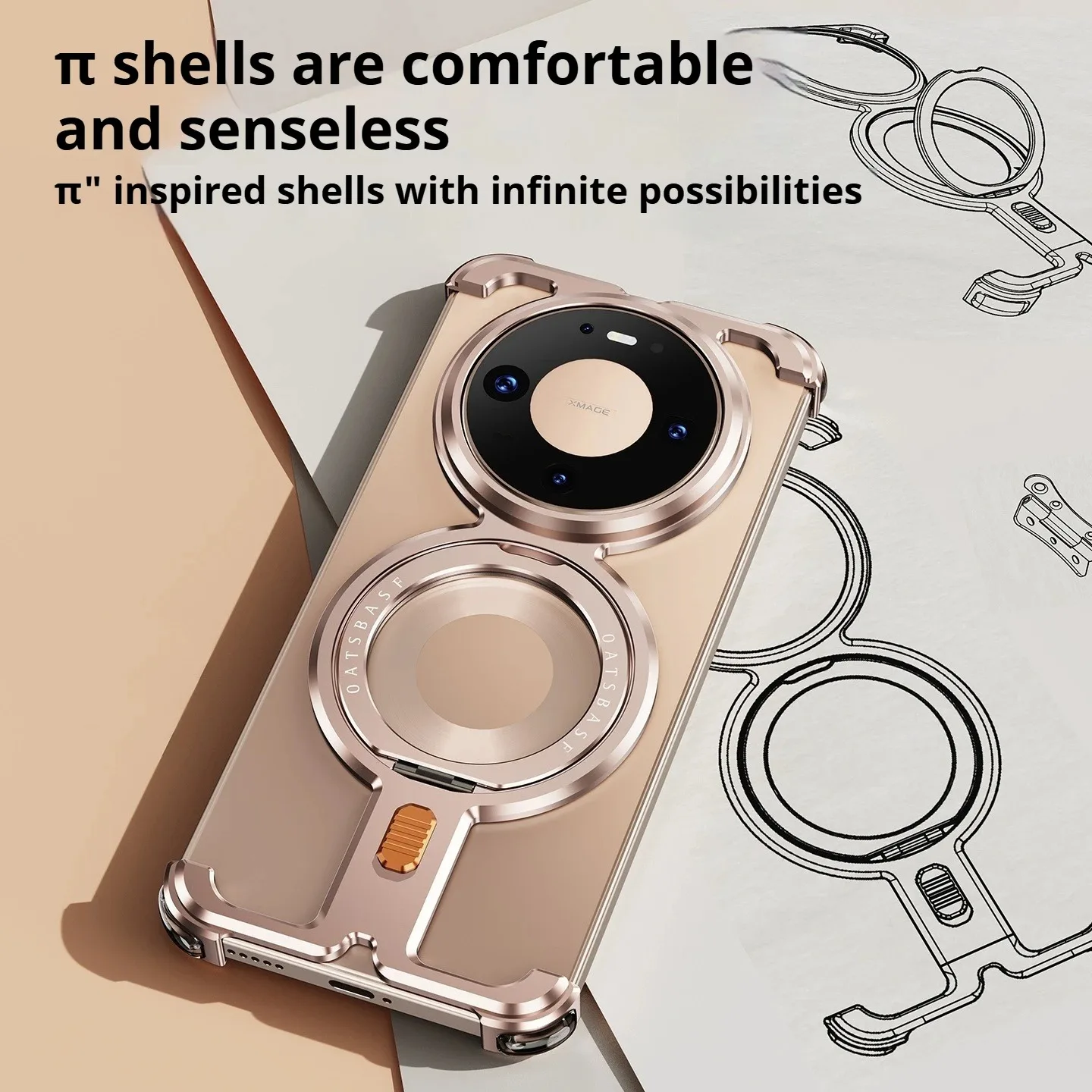 Eary Metal Phone Case with 360° Rotation Magnetic Kickstand and Shockproof Bumper