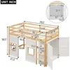 Twin Size Loft Bed with Built-in Wardrobe and 2 Windows,Solid Wood Loft Bed Frame with Safety Guardrail for Kids Teens Boys 2