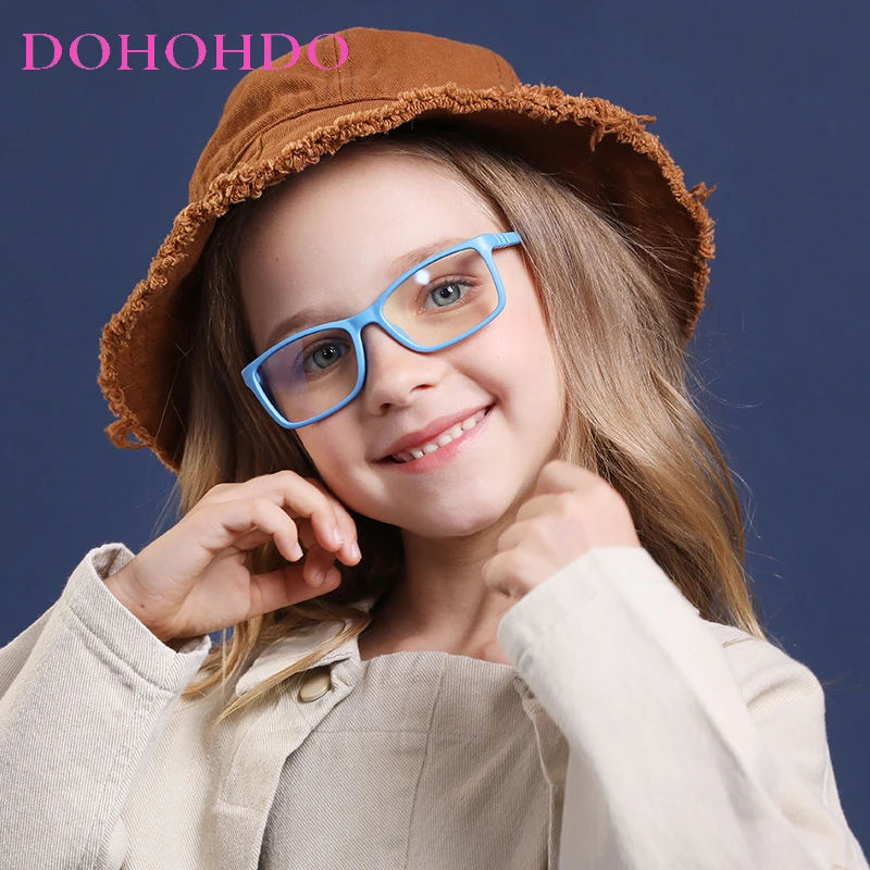 DOHOHDO 어린이 블루 라이트 방지 안경, 실리콘 아이패드 태블릿, 핸드폰 게임용 컴퓨터, 졸업 안경 없음