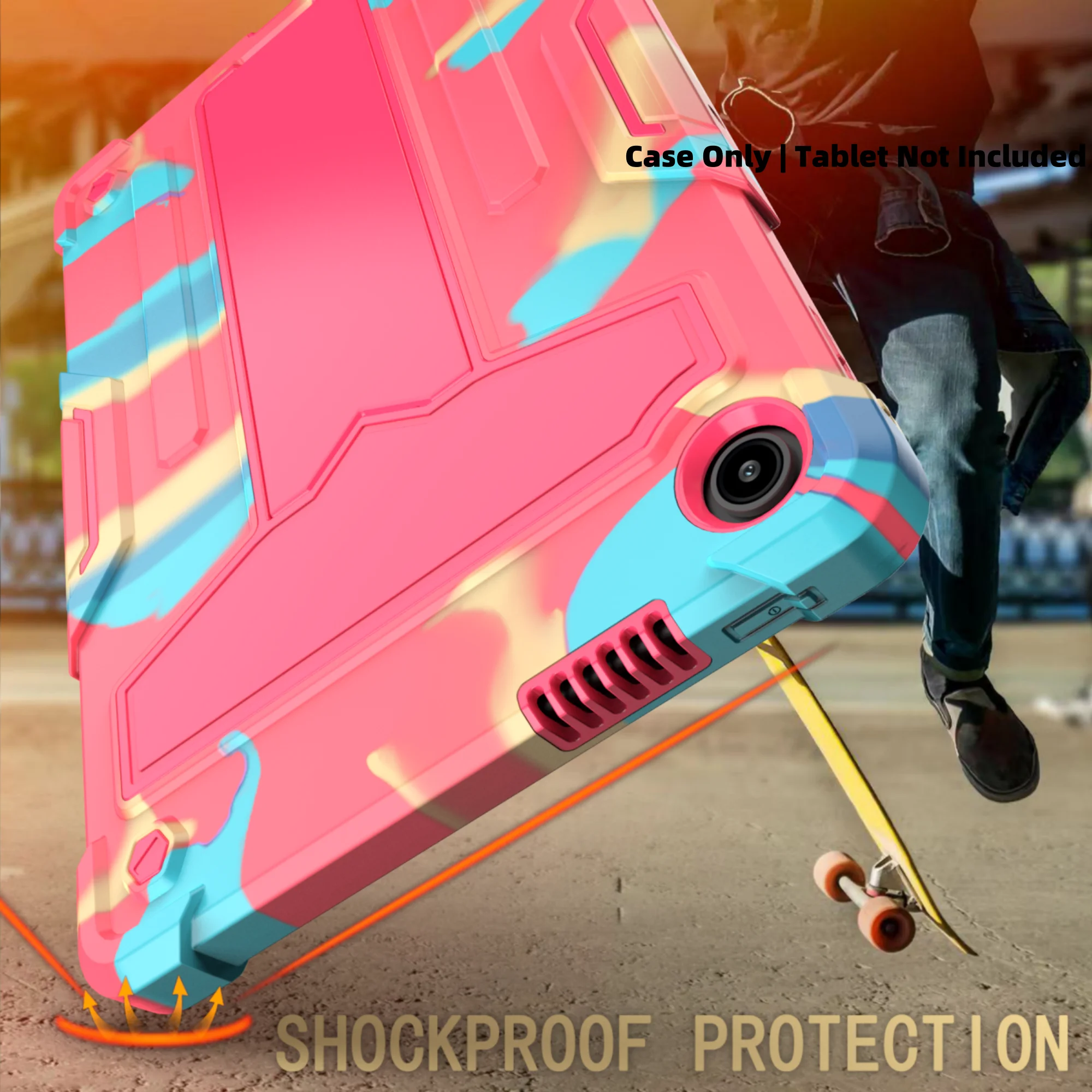 Heavy Duty Shockproof Tablet Case with Kickstand, 10.1-Inch