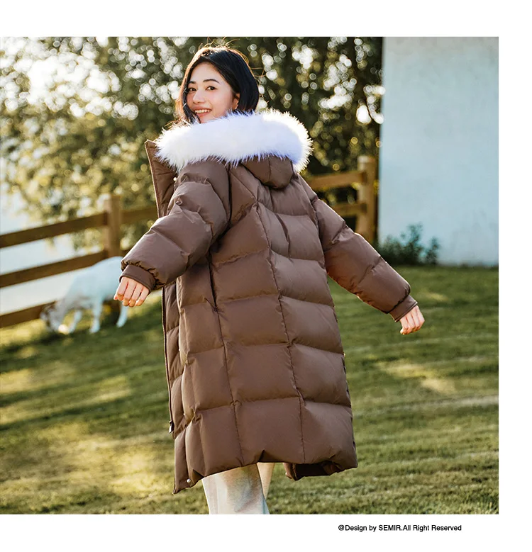 Down Jacket Women Long Length Three-Proof Windproof Loose Winter New Warm Fur Collar Hooded Coat Down Jacket