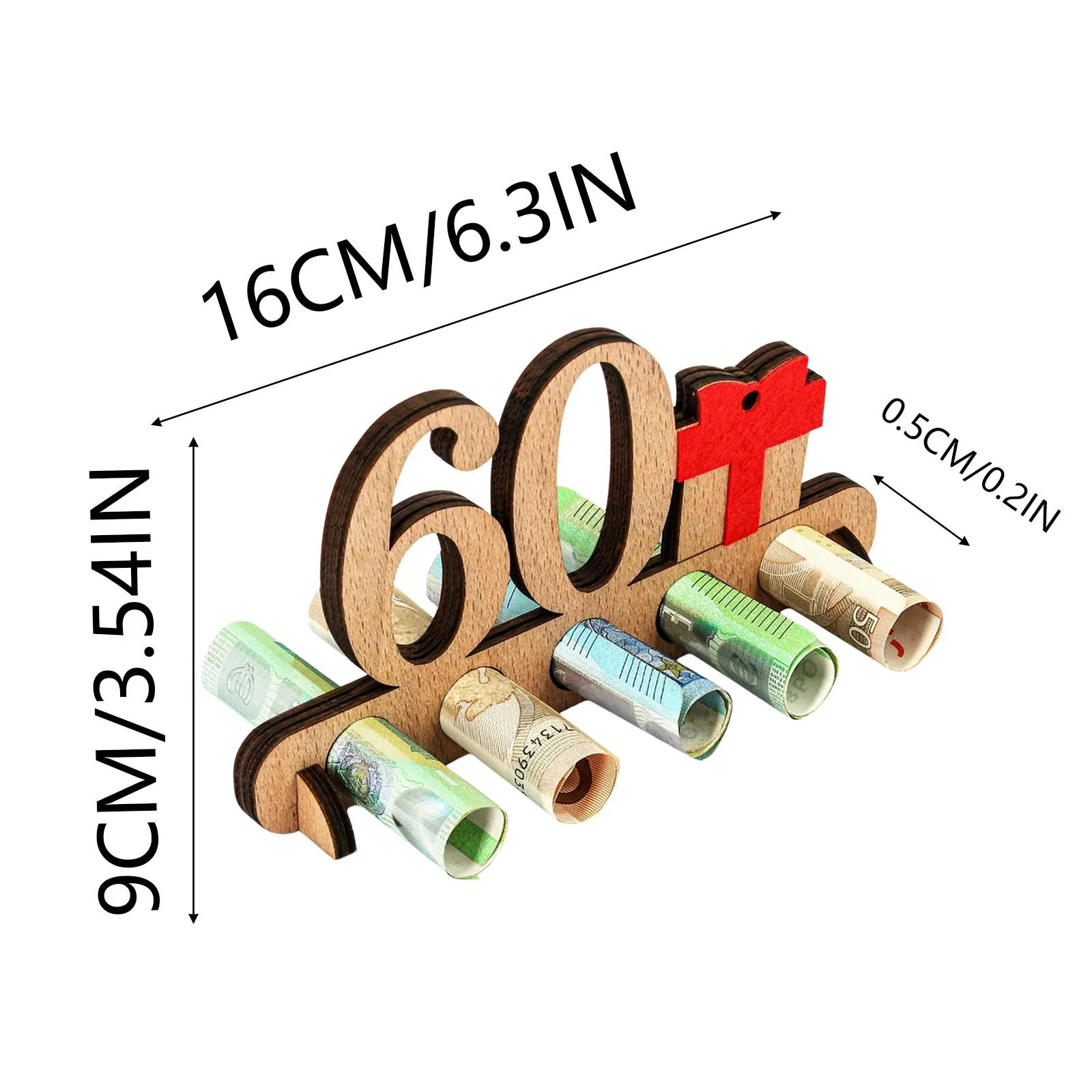 Birthday Gifts Wooden Ornament Decorations Set Birthday Gift Funny Banknote Holder Digital Letter Currency Display Ornament