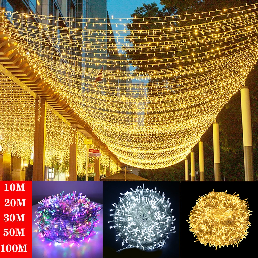 Luzes De Fadas 10m 100m Led String Guirlanda Natal Luz Prova 