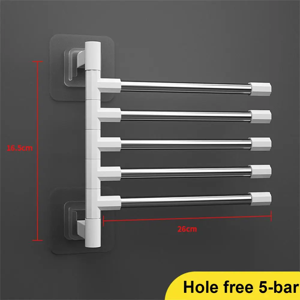 Bathroom Towel Rack Rotatable Towel Holder 99.99% Space Aluminum 2/3/4-Bar Hanger Kitchen Shelf Paper Hanging Wall Mounted