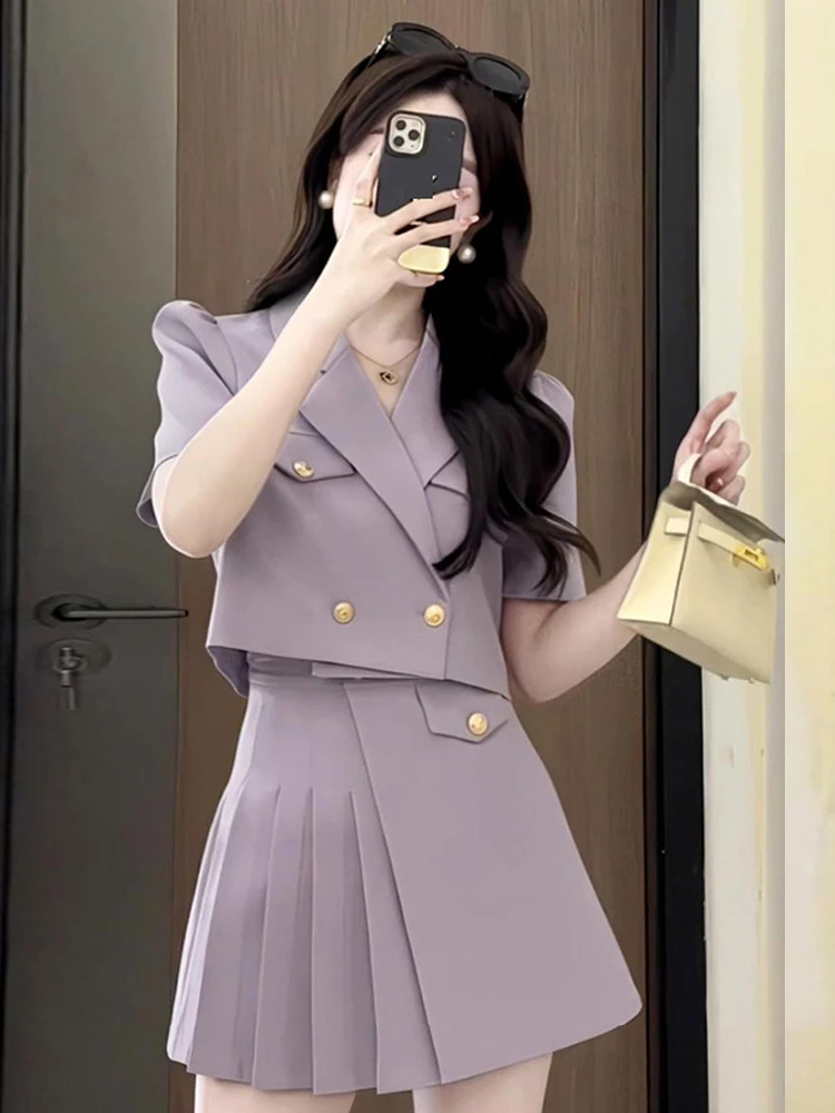 Mini Office Skirt Suit Fashion Summer High End Striped Skirt Suit Set