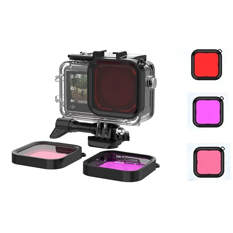 

40m Waterproof Case Underwater Swimming Protective Shell Lens Diving Filter Set For DJI Osmo Action3 Sports Camera Accessories