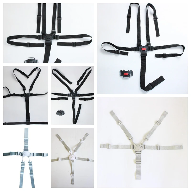 Cintura Di Sicurezza A 5 Punti Per Bambini In Nylon - Regolabile, Universale Per Passeggino, Seggiolino Auto, Carrozzina - Colore Nero - 2