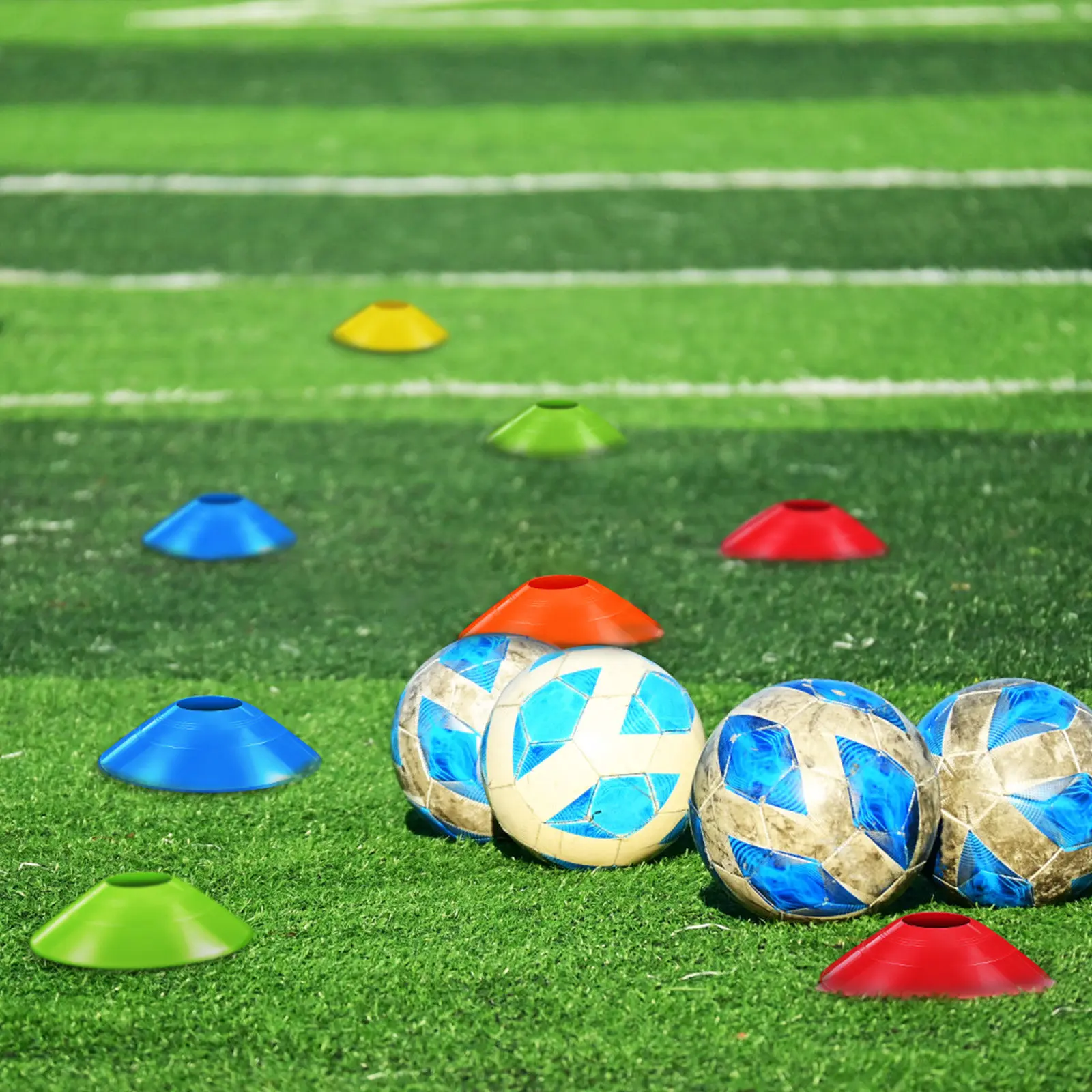 30개 축구 민첩성 훈련 콘 컬러 디스크 마커 메쉬 백 연습 장비 축구 드릴 청소년 스포츠 용품