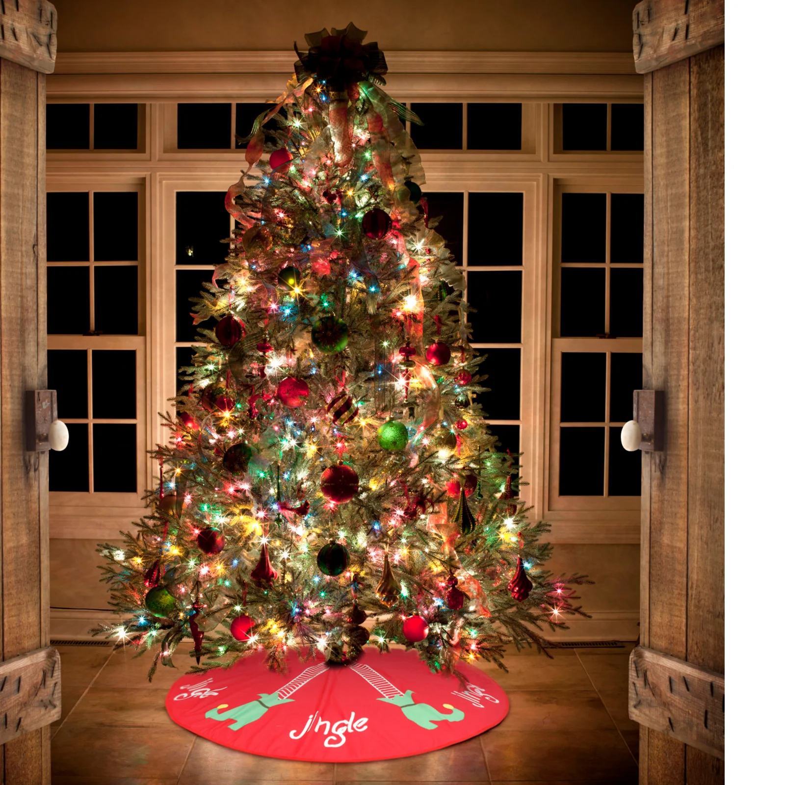 

Group of Trees Chic Skirt Carpet Trim Christmas Traditional Dress-up Bottom Cover Non-woven Fabric Floor Decor