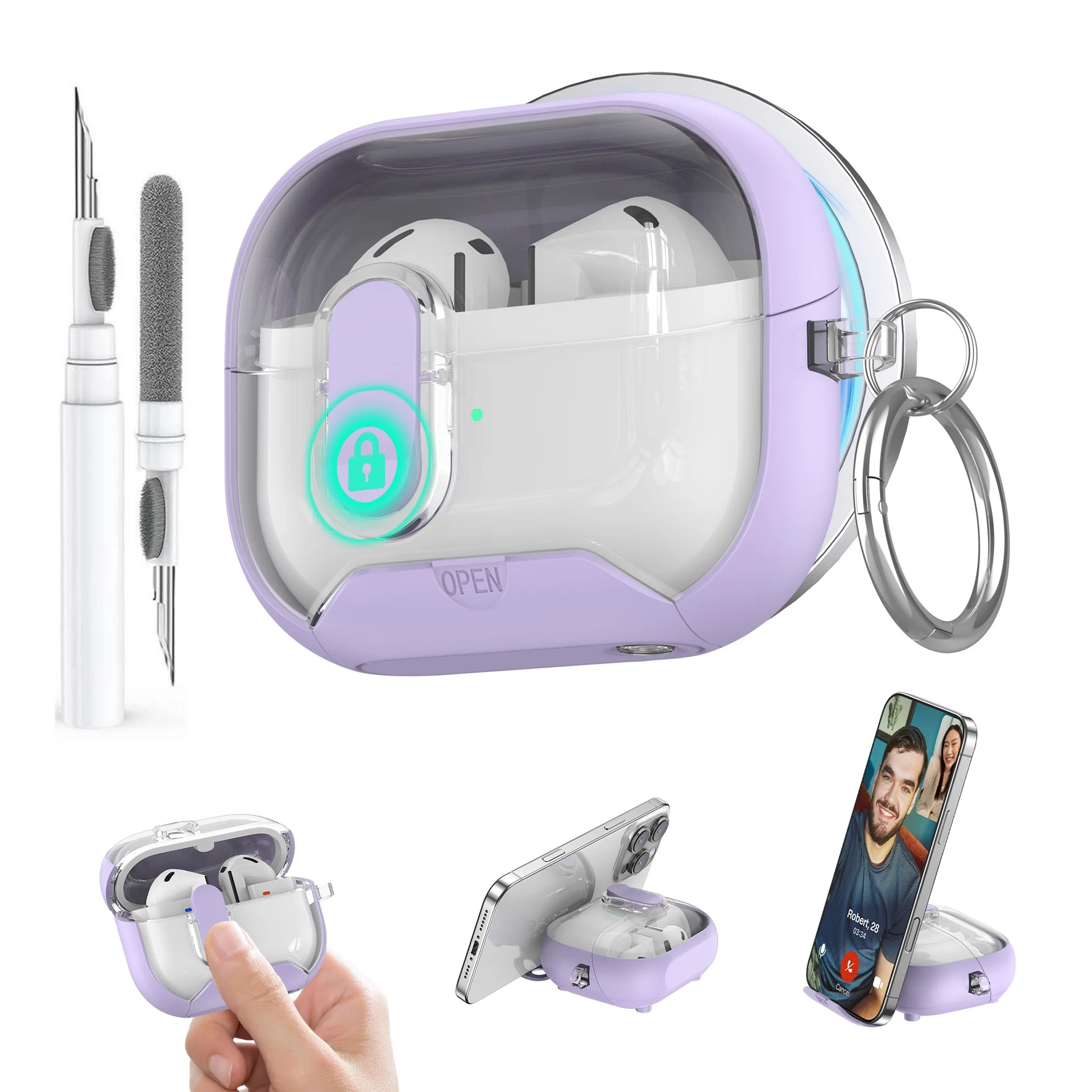 Secure Lock Protective Case with Phone Stand & Cleaning Kit