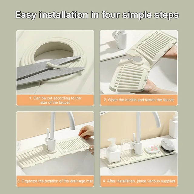 Kitchen Silicone Faucet Splash Mat Sink Splash Catcher Countertop Sink Protectors Mat Draining Pads for Bathroom Kitchen Gadgets 5