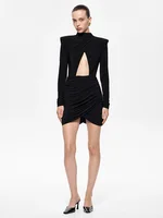 CNYISHE Hollow Out Long Sleeve Solid O Neck Hip Wrap Sheath Zipper Women Dresses Party Outfits Female Bodycon Vestidos Robes - Image 2