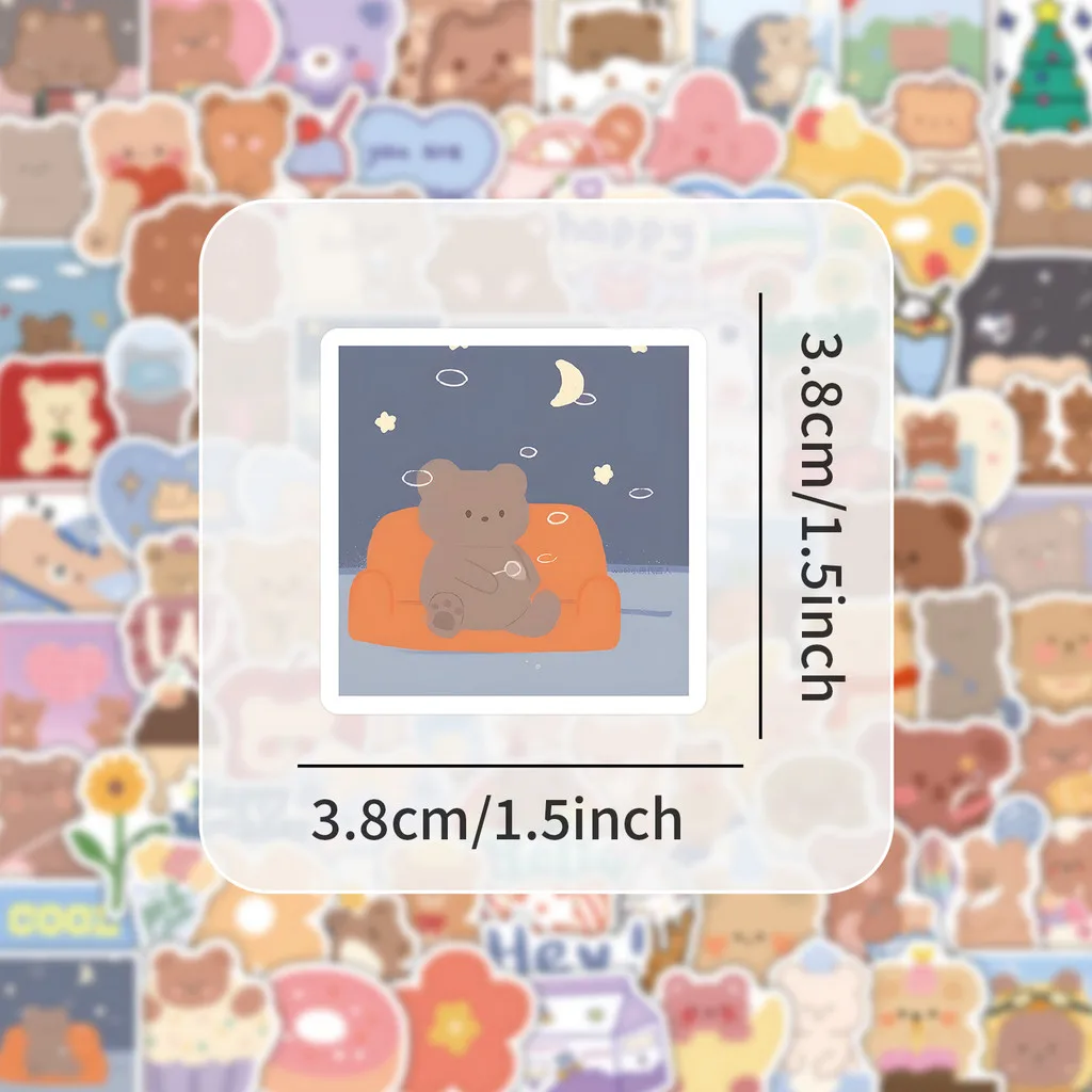 102개 한국식 곰 스티커 - 노트북, 휴대폰 케이스 및 DIY 장 귀여운 카와이 데칼 AnimeWorlds Store