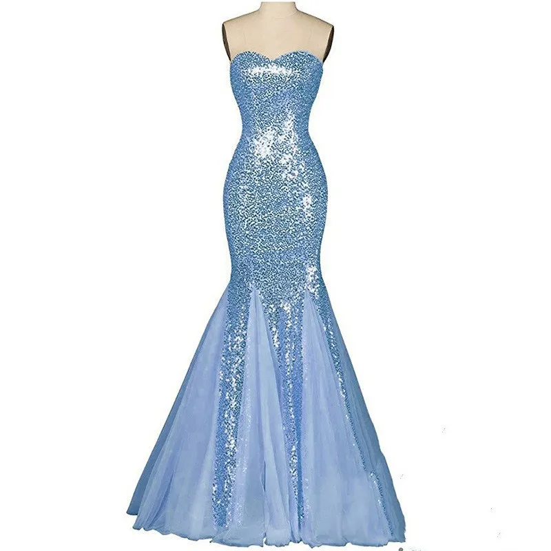 ZL24 Long sequined mesh backless evening dress slim fishtail skirt