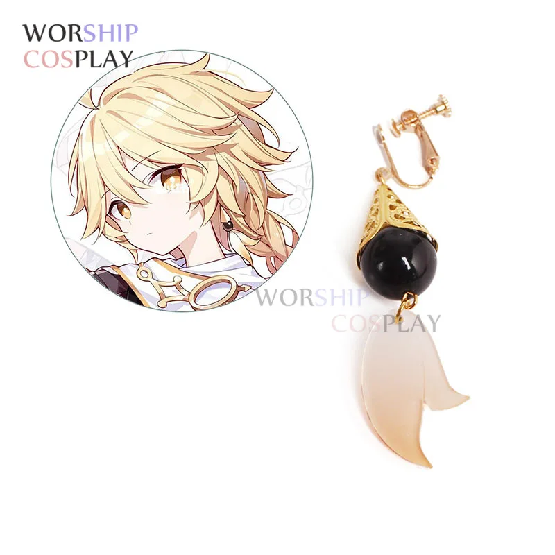 5 Colors Aether Ear Clip Alloy Earrings Genshin Impact Cosplay Costume Props Agate Accessories Christmas Gifts