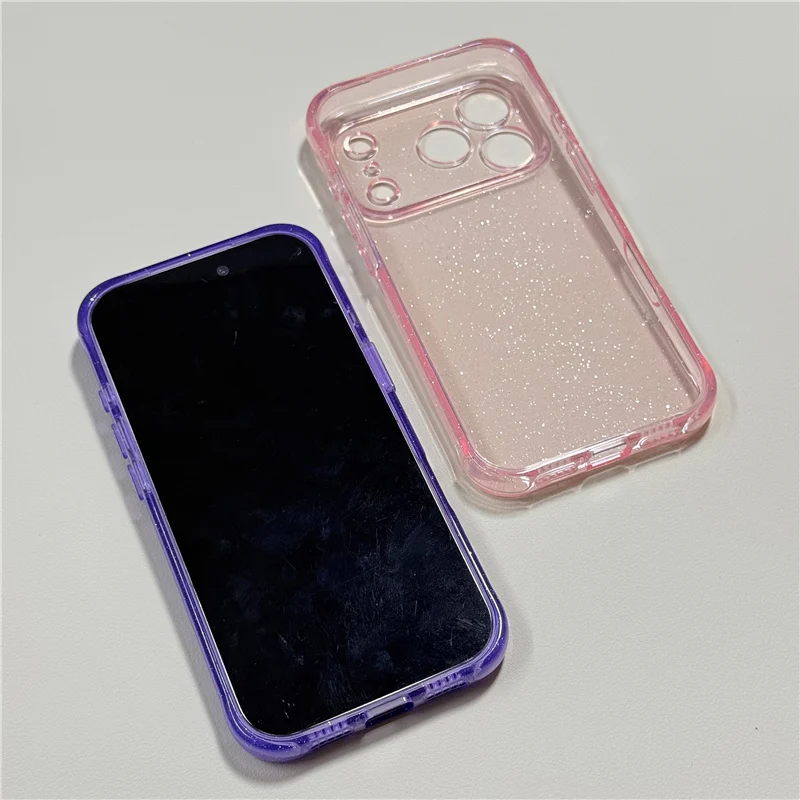 Glitter Clear Shockproof Case with Transparent Lens Protection and Airbag Technology
