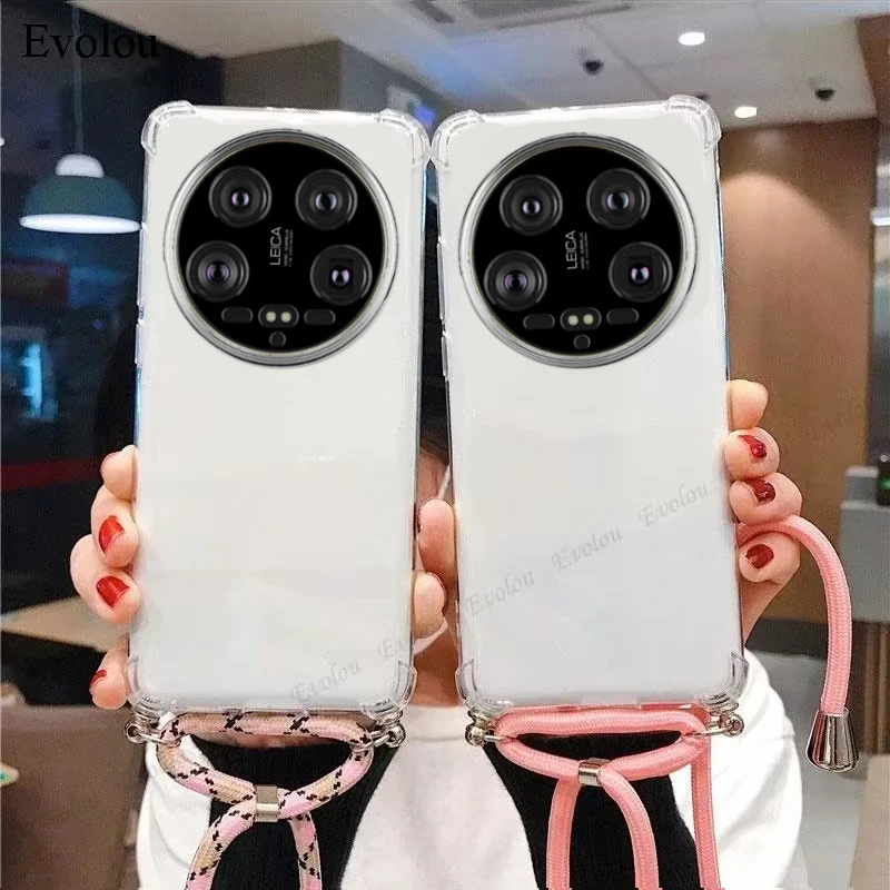 Transparent Shockproof Silicone Crossbody Lanyard Case