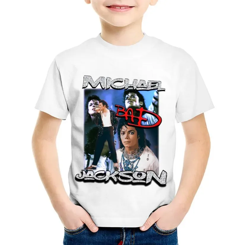 2023 New Children's Fashion Michael Jackson Rock Cool T-shirt Children's Summer Top Boys/Girls Casual Wear 3
