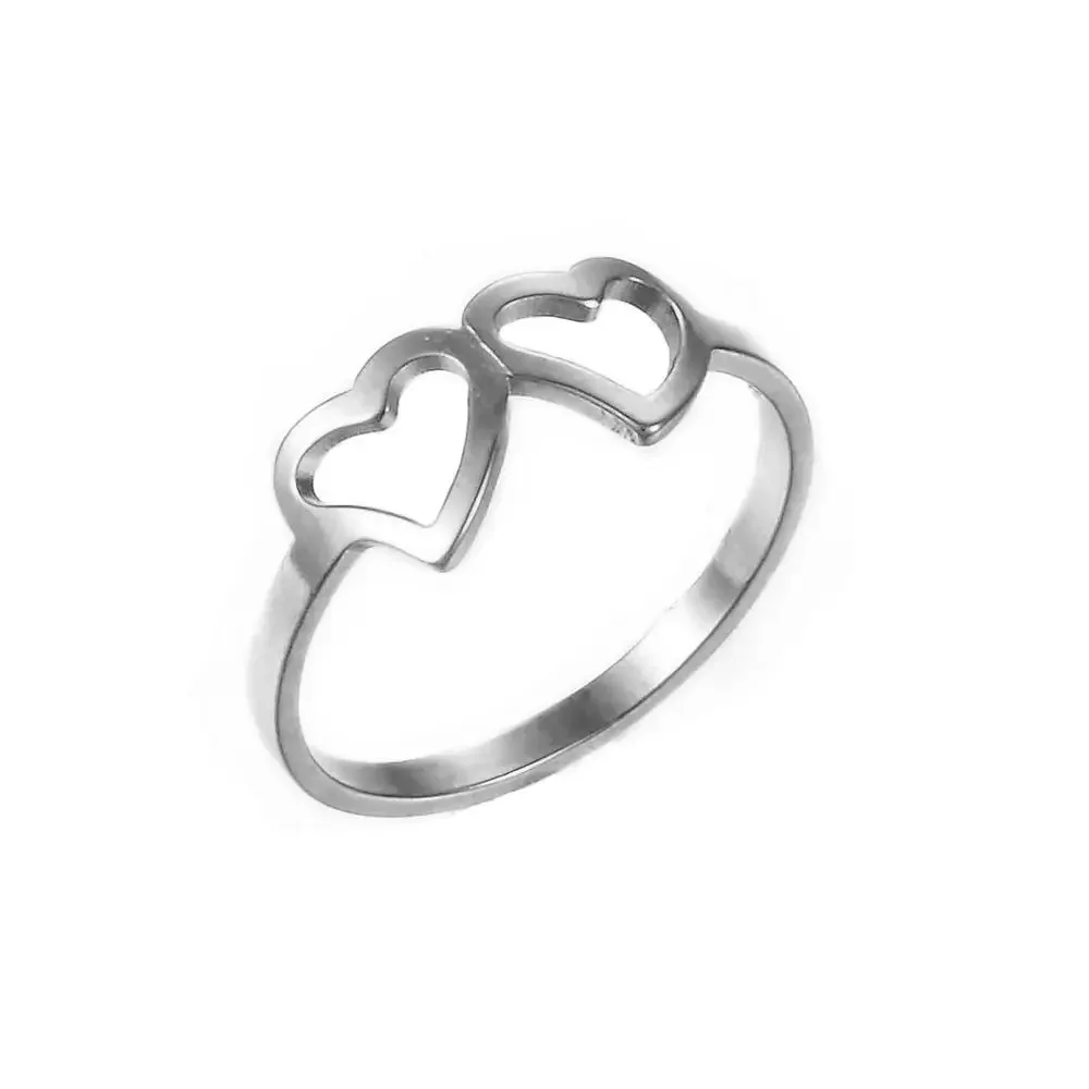 Stainless Steel Ring Finger Ring Sparkling Heart Ring Heart Shaped Ladies Ring Stainless Steel Women Fashion Jewelry