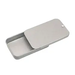 Rectangular Sliding Tin Box for Candy, Pills, Aromatherapy, and Bird Training Tools (Silver)