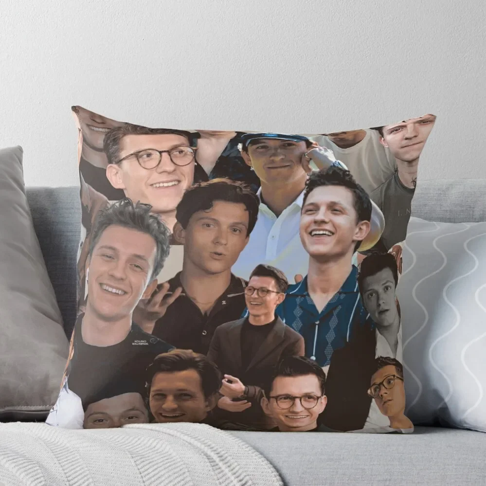 

tom holland photo collage Throw Pillow Covers For Sofas christmas decorations 2024