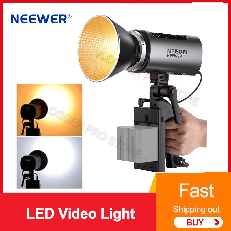 NEEWER 이색 LED 비디오 라이트 미니 COB 휴대용 사진 조명, 보웬스 마운트 연속 출력 조명, 2700K-6500K