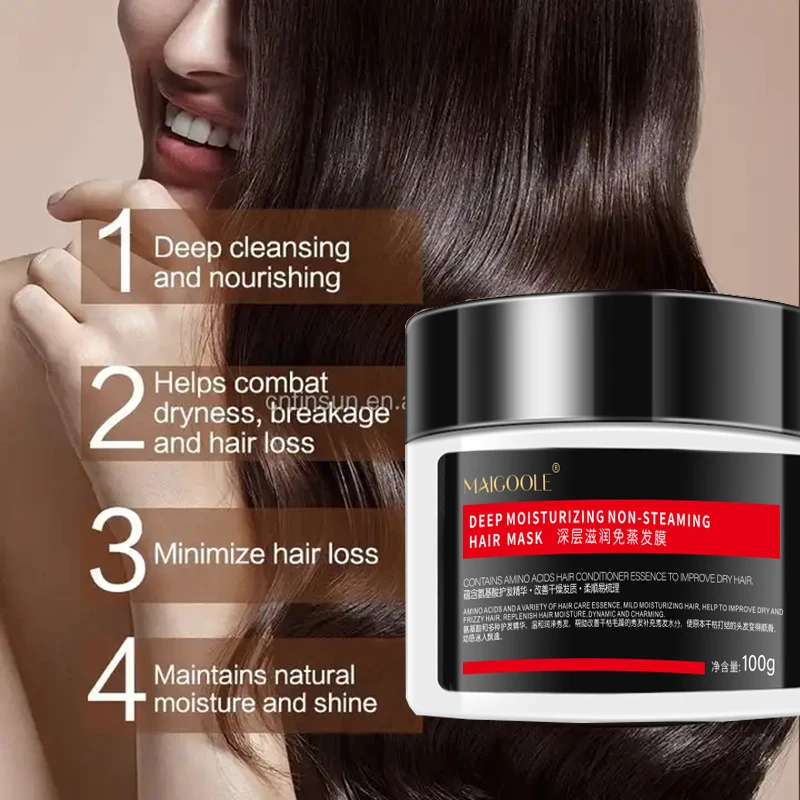 Description Picture 2 of itemDeep Moist Hair Mask Keratin Treatment Repair Damaged Frizz Hair Shiny Soft Anti-dandruff Silk Smooth Protein No Wash Hair Mask