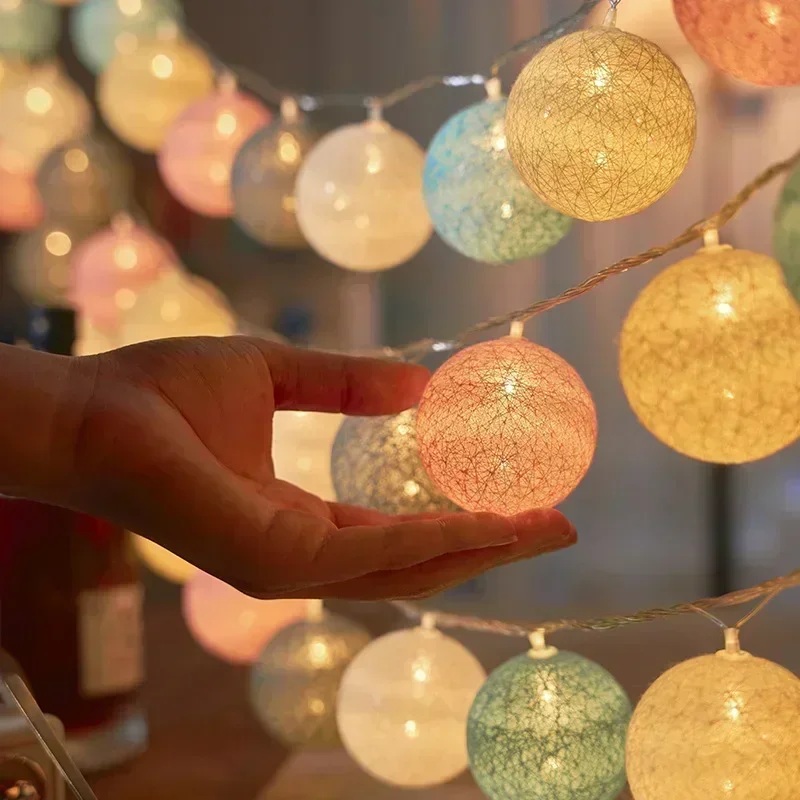 LED string lights 20LED Ball String Lights Lantern Rattan Battery or USB Control Wedding Christmas Decor Lighting Home Party Garden Ornament Lamps decorative lights string lights led fairy lights