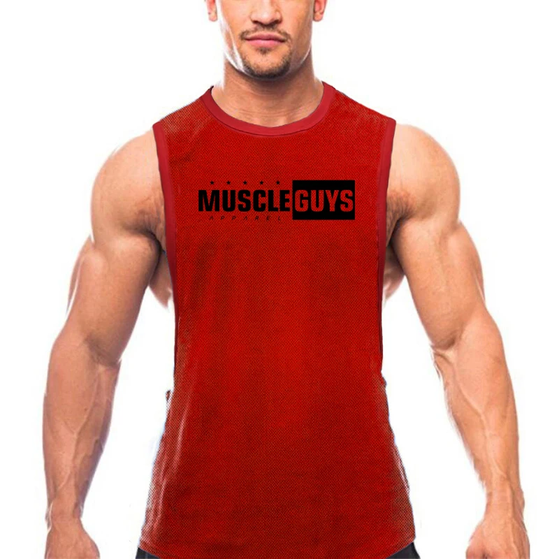Mesh Gewoon Gym Tank Top Mannen Open Side Spier Mouwloos Shirt Workout Stringer Kleding Bodybuilding Singlets Fitness Vest