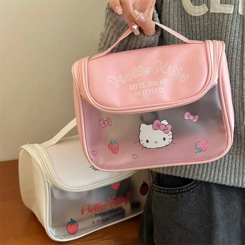 Outdoor Girl Makeup Bag Kawaii Large-Capacity Cosmetic Bag Sanrio Hello  Kitty Cartoon Anime Canvas Portable Beauty Pouch - AliExpress