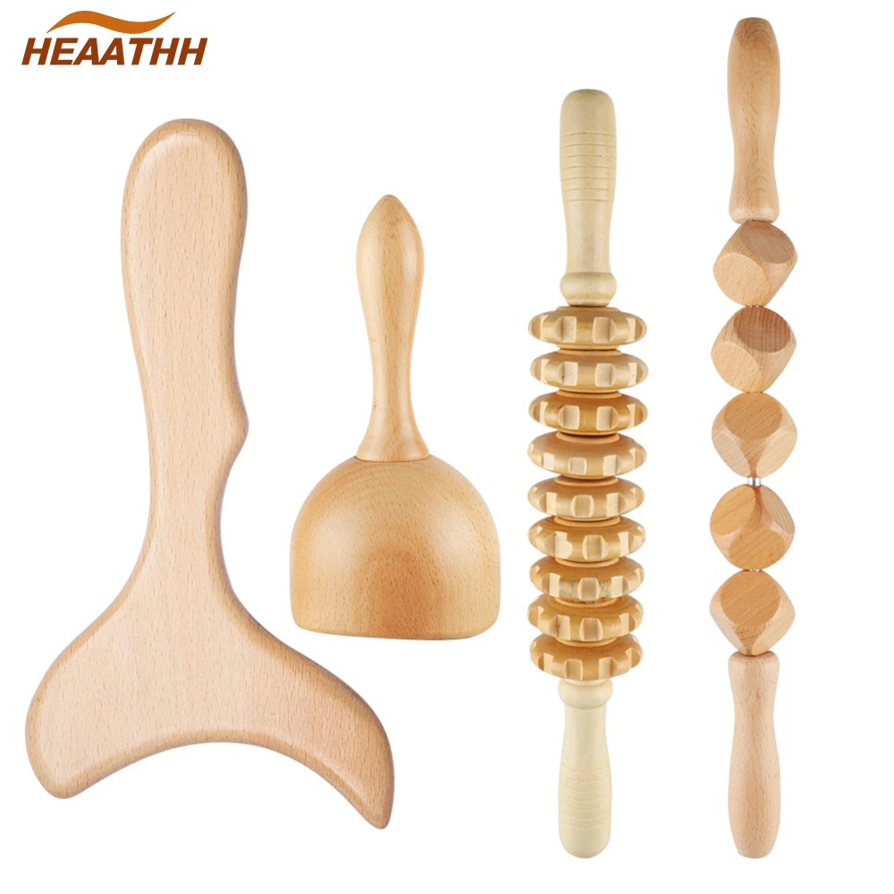 Wooden Lymphatic Drainage Massager Body Sculpturing Anti Cellulite