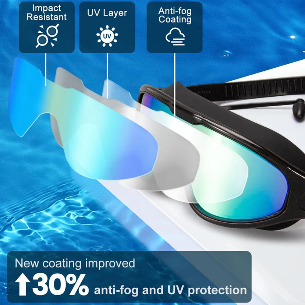 Adult Electroplated Swim Goggles Uv Protection Waterproof High-Definition Large Frame Swimming Goggles For Women Men Swimming 5