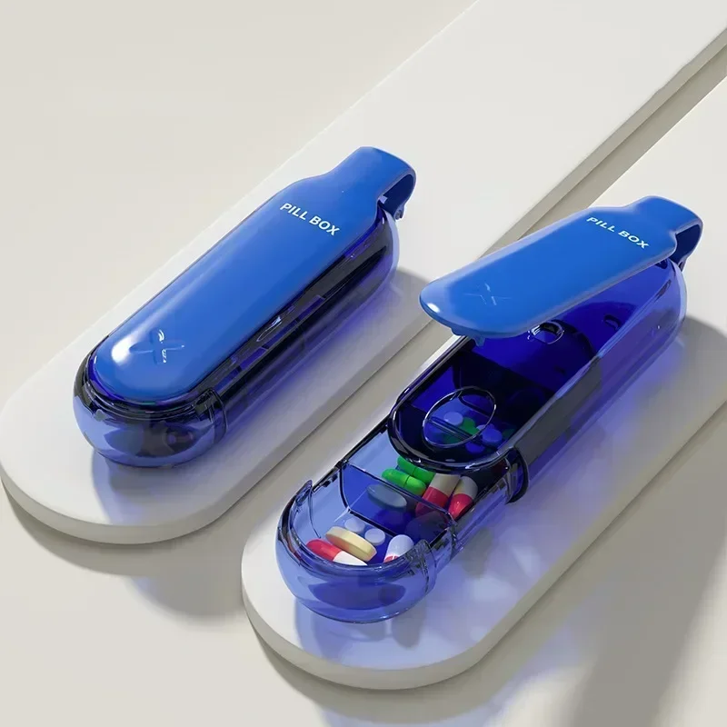Compact and Colorful Travel Pill Organizer with Built-in Splitter