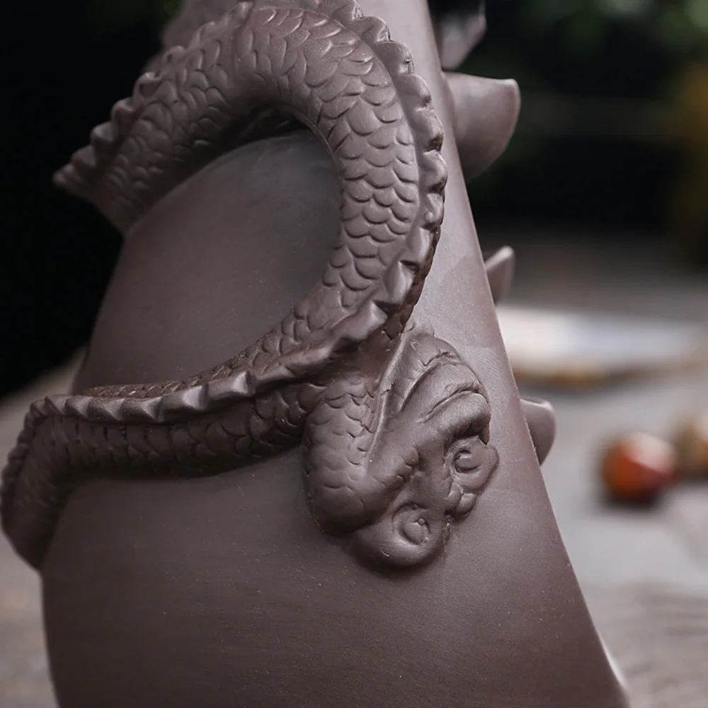 1pc Ceramic Waterfall Vintage Dragon Backflow Incense Burner Furnace Home Decorcreative Home Aromatherapy Gift (without Incense)