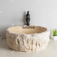 อ่างล้างหน้าหินอ่อนธรรมชาติสีทอง - อ่างล้างหน้าทรงไม่สม่ำเสมอสำหรับโรงแรม วิลล่า ลานบ้าน อ่างล้างหน้าหินที่มีเอกลักษณ์ 4